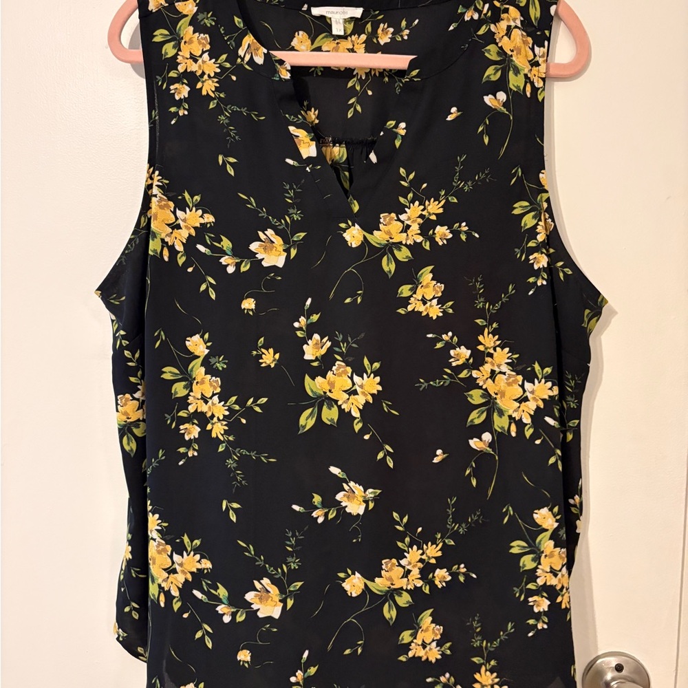Maurices Black and Yellow Floral Blouse